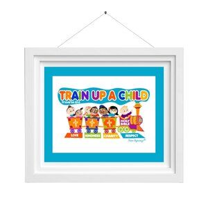 Train Up A Child Artwork Christian Artwork (Blue)